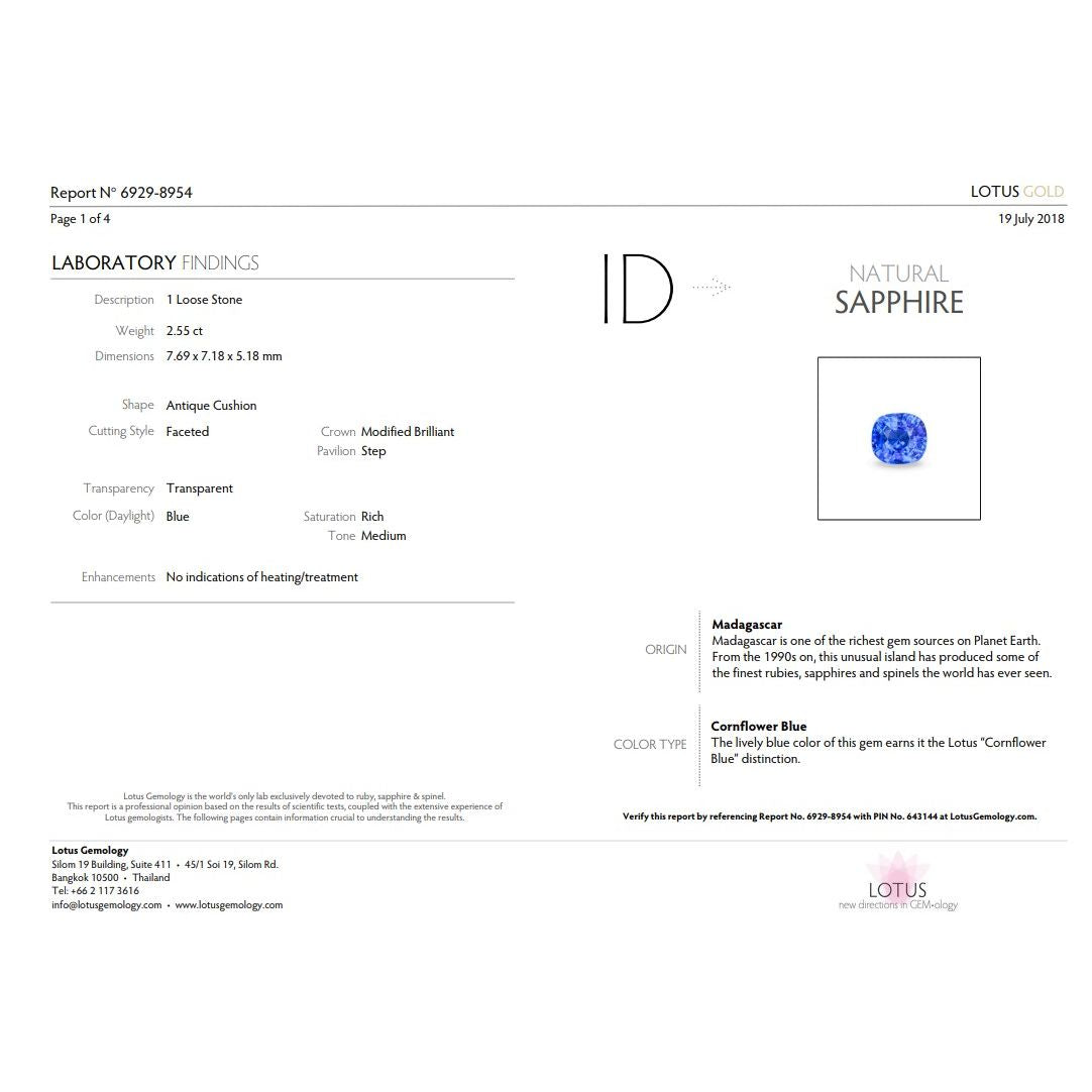 Cornflower Blue Sapphire Cocktail Ring – 2.55 ct No Heat Certified