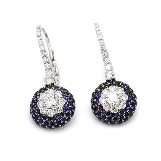 GIA certified 30 Pointer Centre with Blue Sapphire Diamond Flower Earring