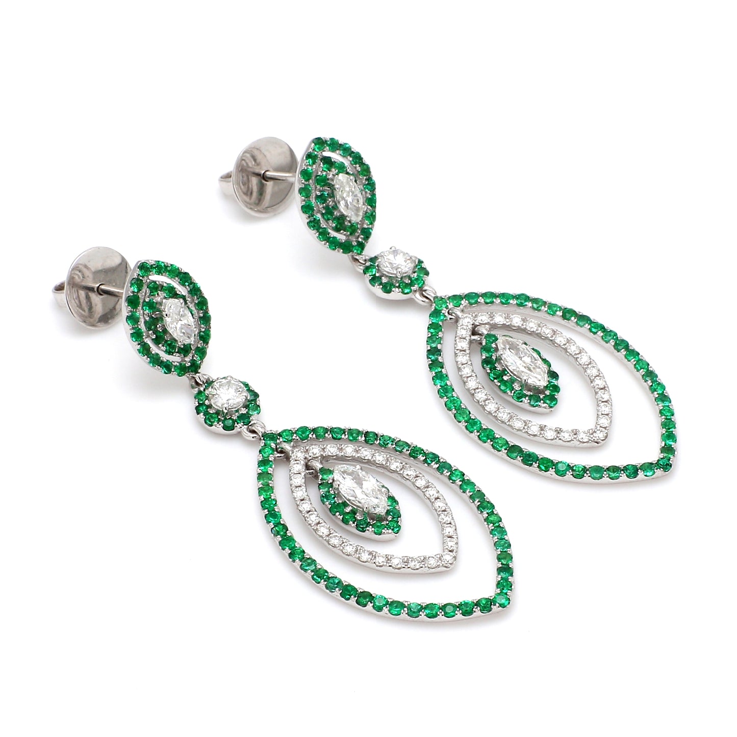 Emerald Diamond Marquise Shape Earring