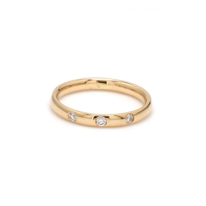 Three-Stone Diamond Band Ring – 18K Yellow Gold | 2mm Diamonds