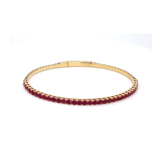 18K Yellow Gold Natural Ruby Flexible Bracelet