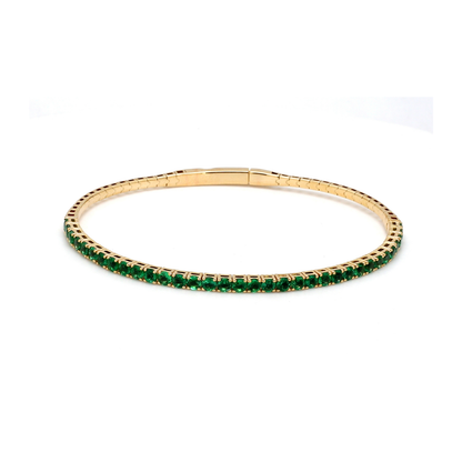 18K Yellow Gold Natural Emerald Flexible Bracelet