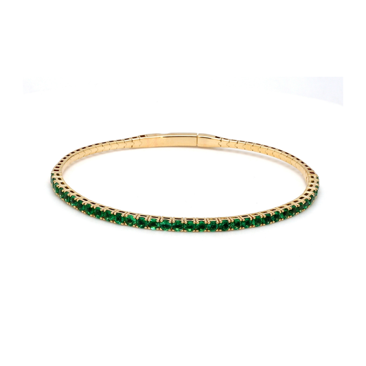 18K Yellow Gold Natural Emerald Flexible Bracelet