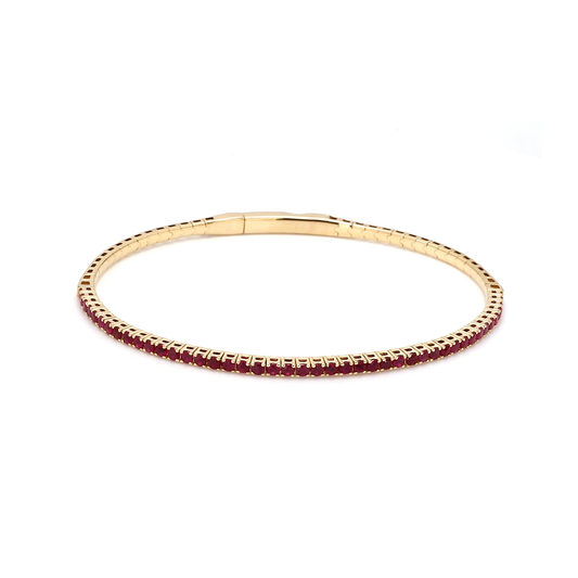 18K Yellow Gold Natural Ruby Flexible Bracelet