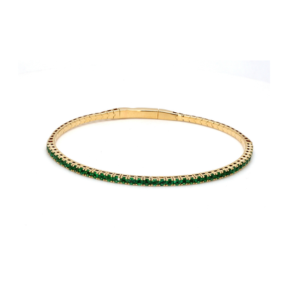 18K Yellow Gold Natural Emerald Flexible Bracelet