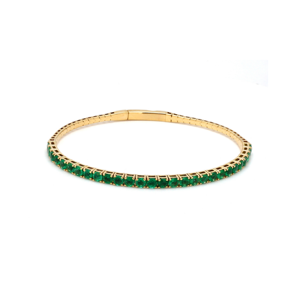18K Yellow Gold Natural Emerald Flexible Bracelet