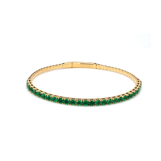 18K Yellow Gold Natural Emerald Flexible Bracelet