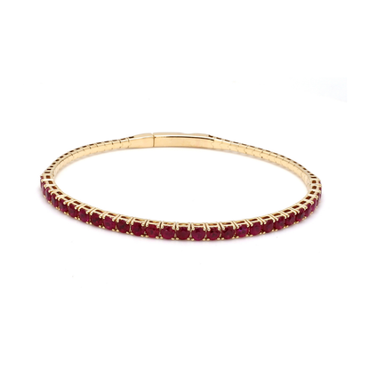 18K Yellow Gold Natural Ruby Flexible Bracelet