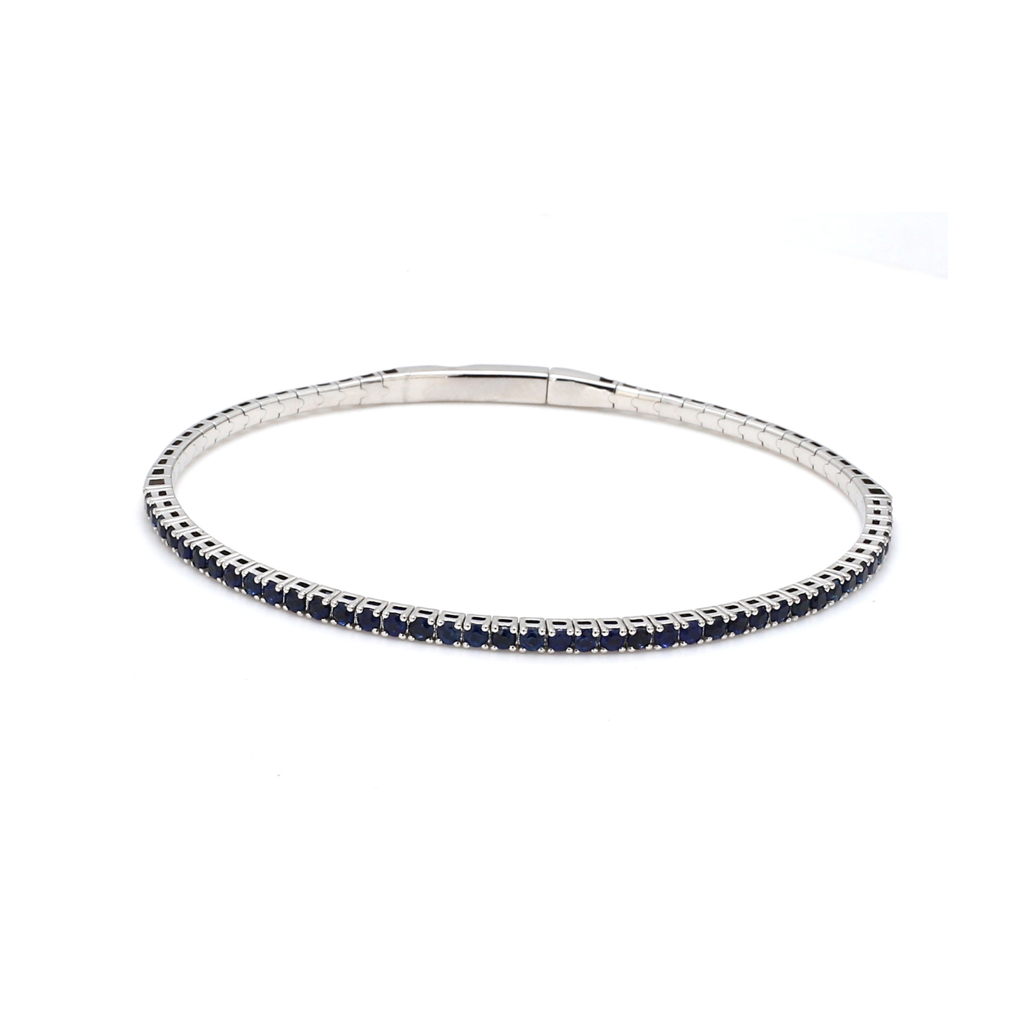 18K White Gold Natural Blue Sapphire Flexible Bracelet