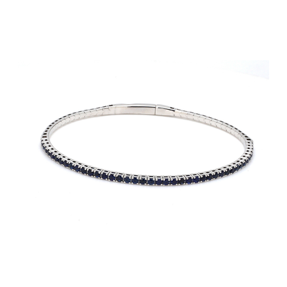 18K White Gold Natural Blue Sapphire Flexible Bracelet