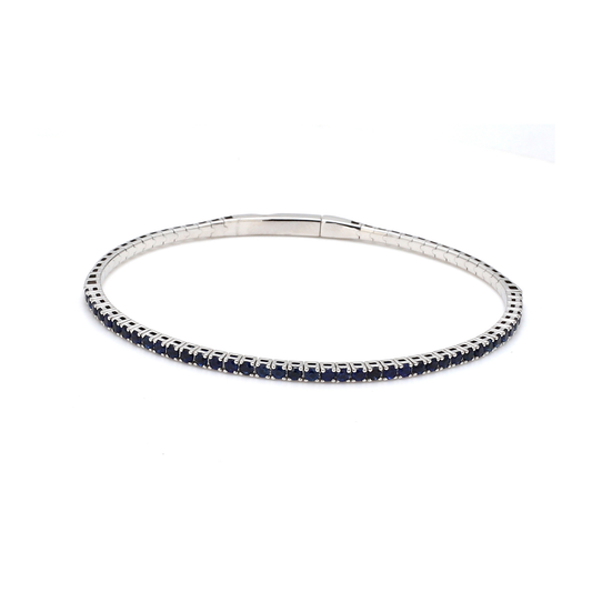 18K White Gold Natural Blue Sapphire Flexible Bracelet