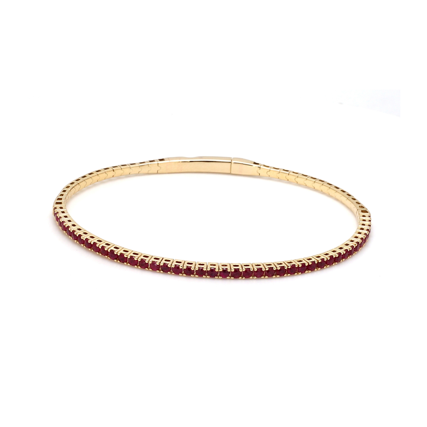 18K Yellow Gold Natural Ruby Flexible Bracelet