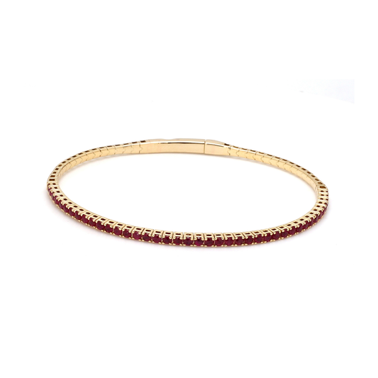 18K Yellow Gold Natural Ruby Flexible Bracelet