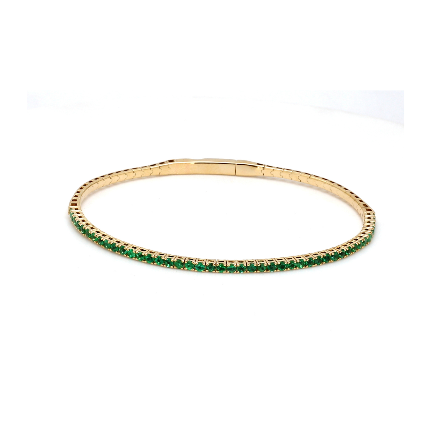 18K Yellow Gold Natural Emerald Flexible Bracelet