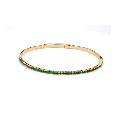 18K Yellow Gold Natural Emerald Flexible Bracelet