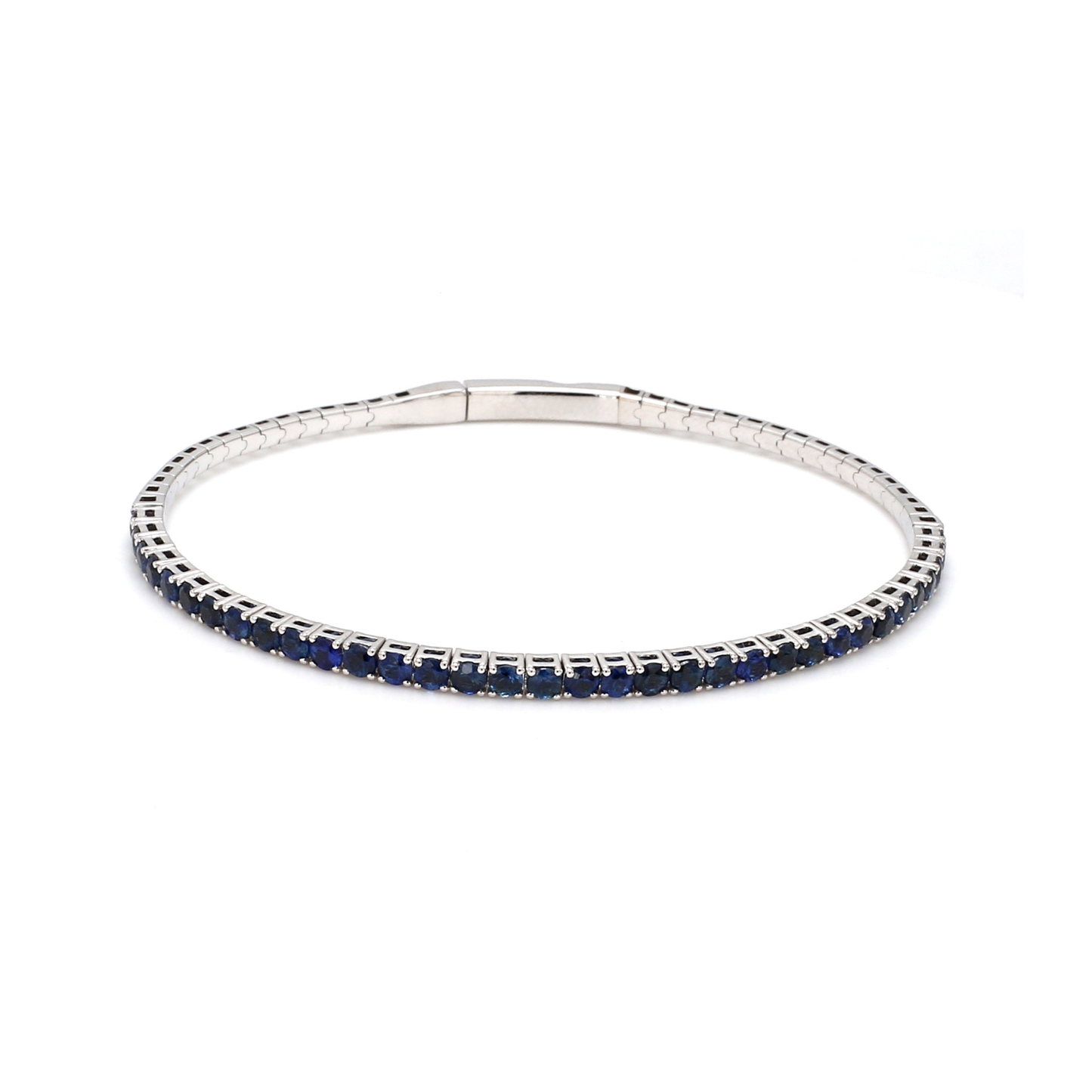 18K White Gold Natural Blue Sapphire Flexible Bracelet