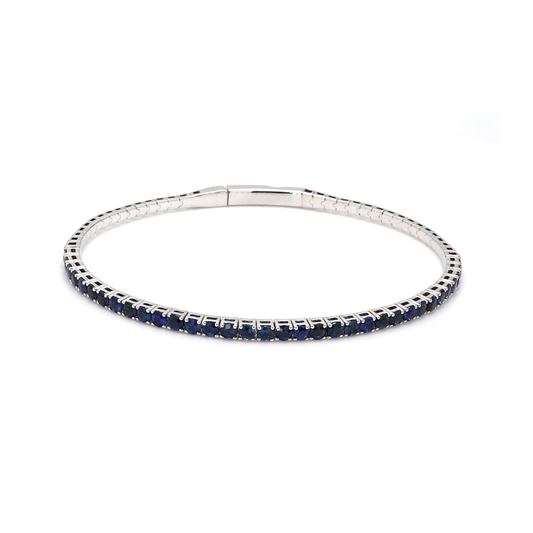 18K White Gold Natural Blue Sapphire Flexible Bracelet