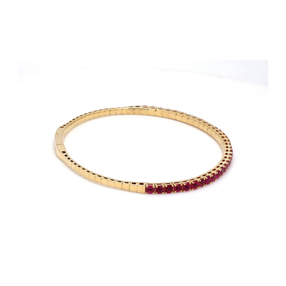 18K Yellow Gold Natural Ruby Flexible Bracelet