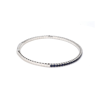18K White Gold Natural Blue Sapphire Flexible Bracelet