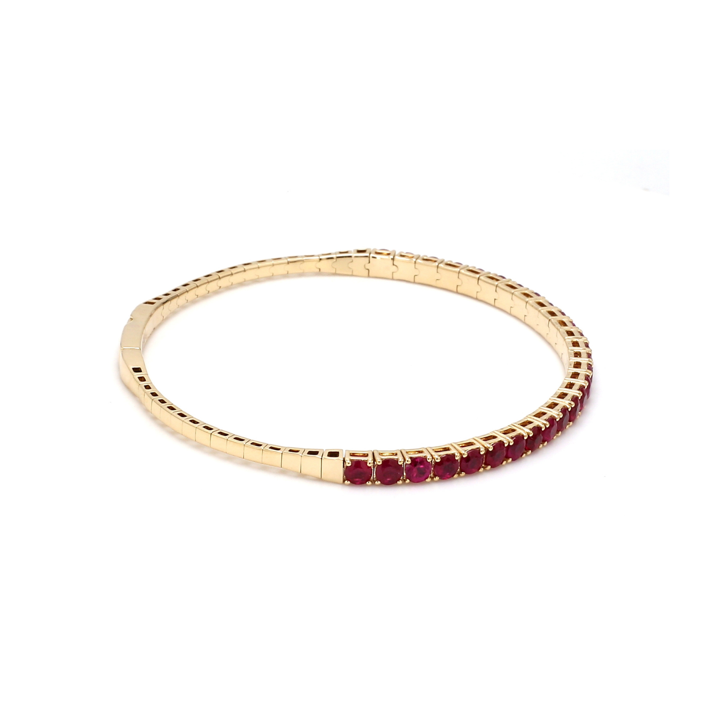 18K Yellow Gold Natural Ruby Flexible Bracelet
