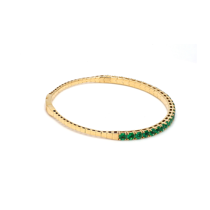 18K Yellow Gold Natural Emerald Flexible Bracelet
