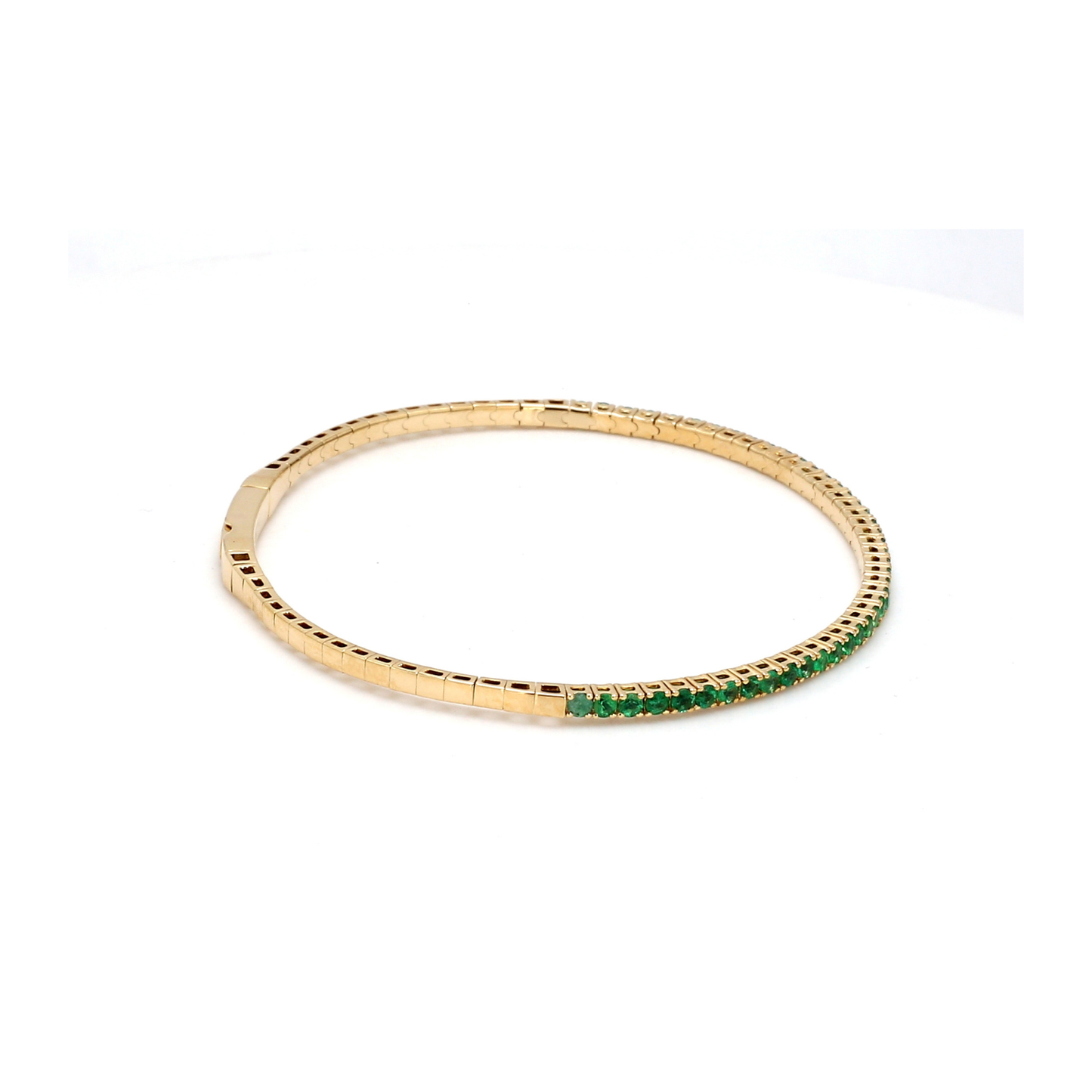 18K Yellow Gold Natural Emerald Flexible Bracelet
