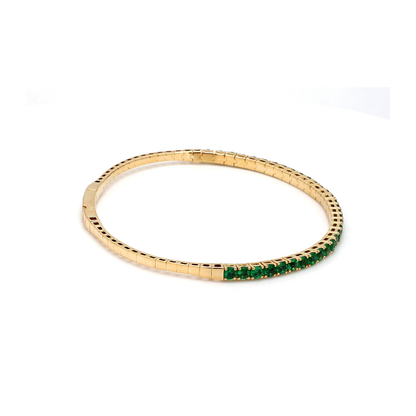 18K Yellow Gold Natural Emerald Flexible Bracelet