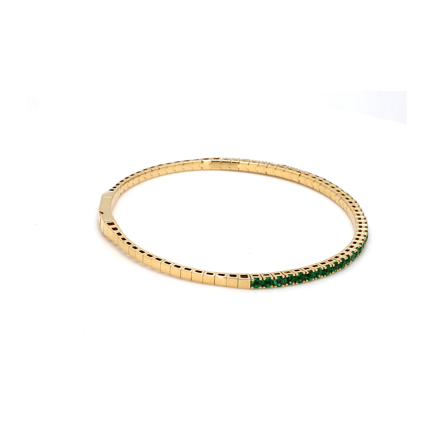 18K Yellow Gold Natural Emerald Flexible Bracelet