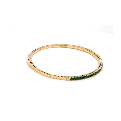 18K Yellow Gold Natural Emerald Flexible Bracelet