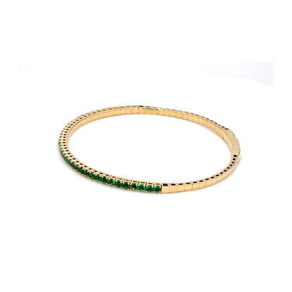 18K Yellow Gold Natural Emerald Flexible Bracelet