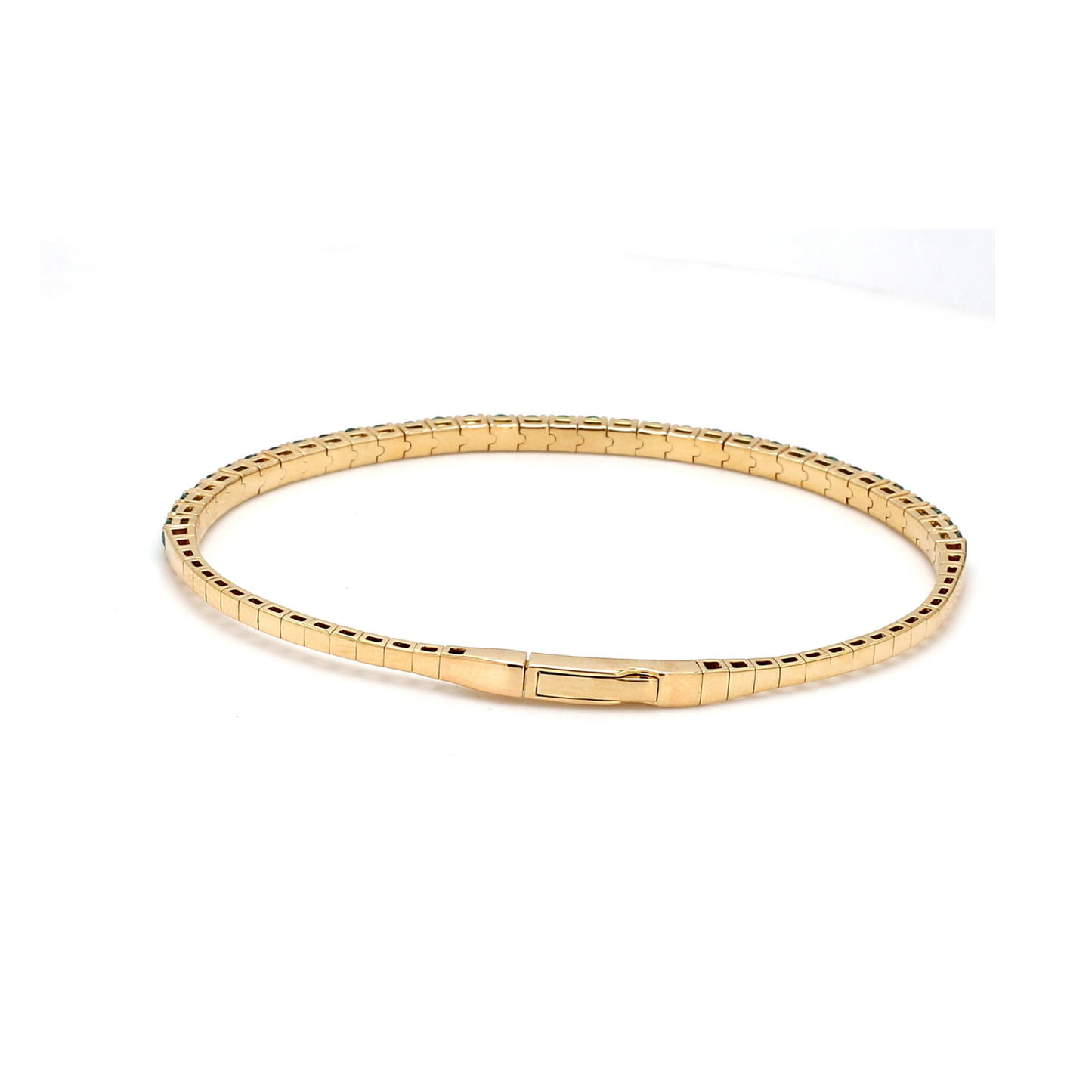 18K Yellow Gold Natural Emerald Flexible Bracelet