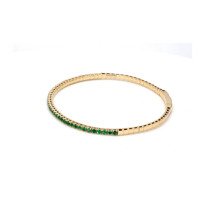 18K Yellow Gold Natural Emerald Flexible Bracelet