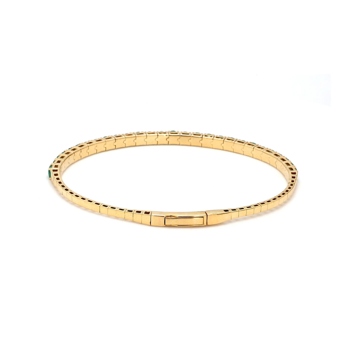 18K Yellow Gold Natural Emerald Flexible Bracelet