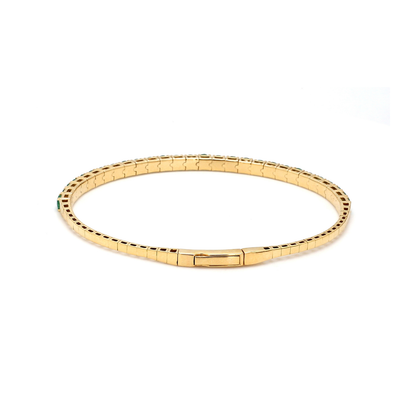 18K Yellow Gold Natural Emerald Flexible Bracelet