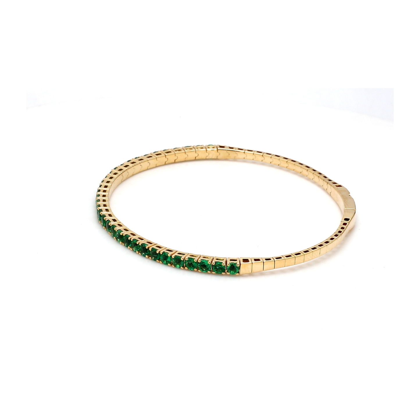 18K Yellow Gold Natural Emerald Flexible Bracelet