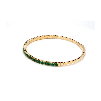 18K Yellow Gold Natural Emerald Flexible Bracelet
