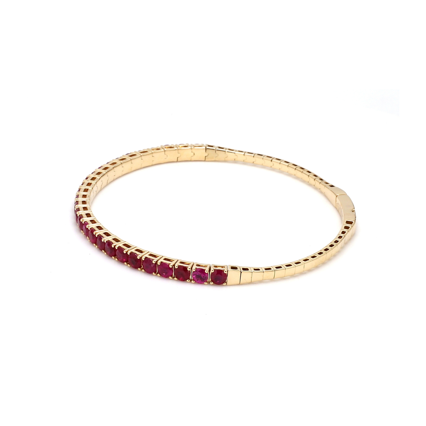 18K Yellow Gold Natural Ruby Flexible Bracelet