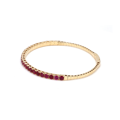 18K Yellow Gold Natural Ruby Flexible Bracelet