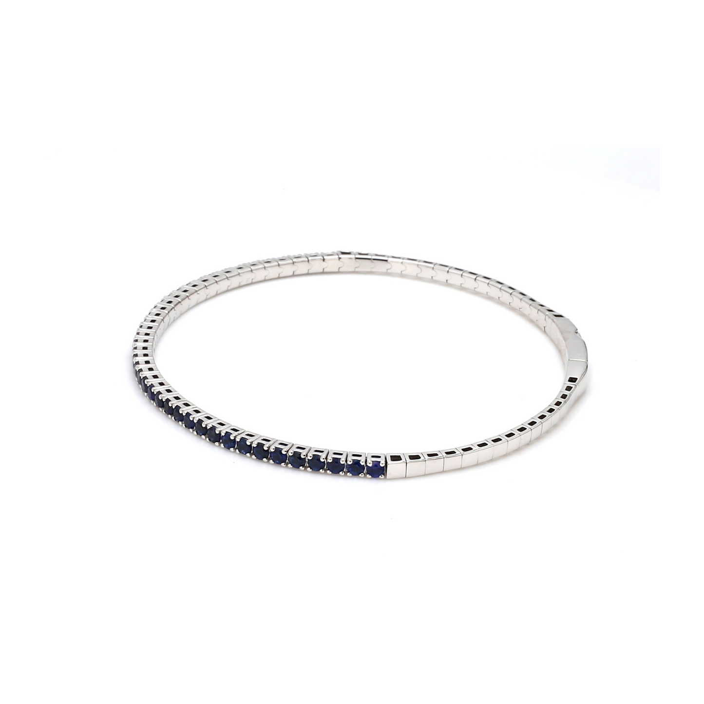 18K White Gold Natural Blue Sapphire Flexible Bracelet