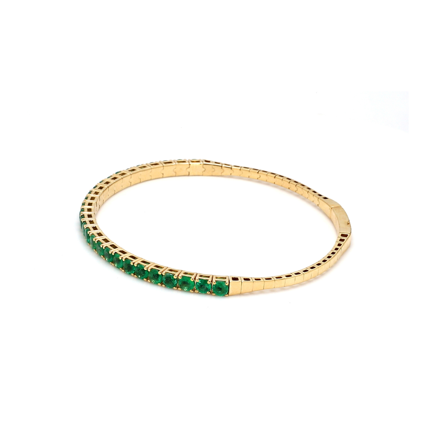 18K Yellow Gold Natural Emerald Flexible Bracelet