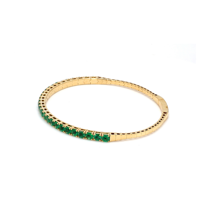 18K Yellow Gold Natural Emerald Flexible Bracelet