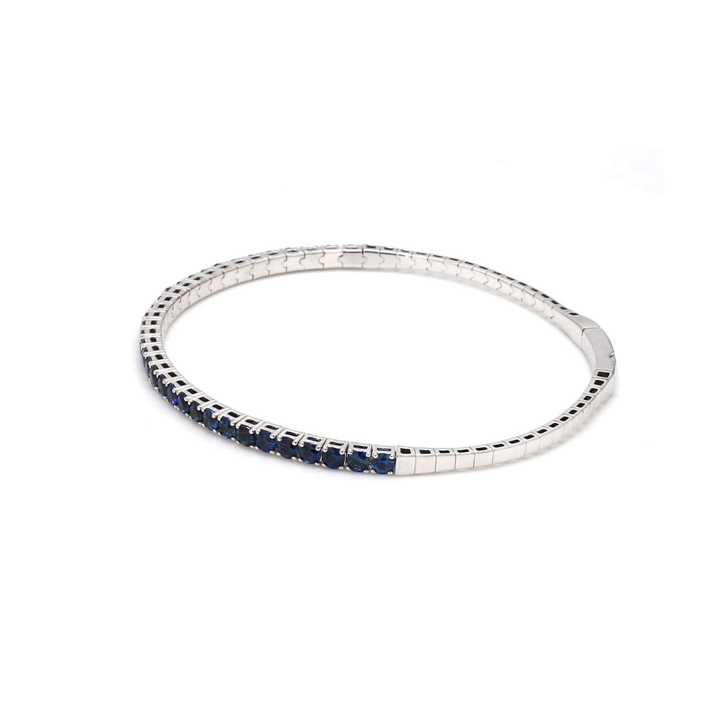 18K White Gold Natural Blue Sapphire Flexible Bracelet
