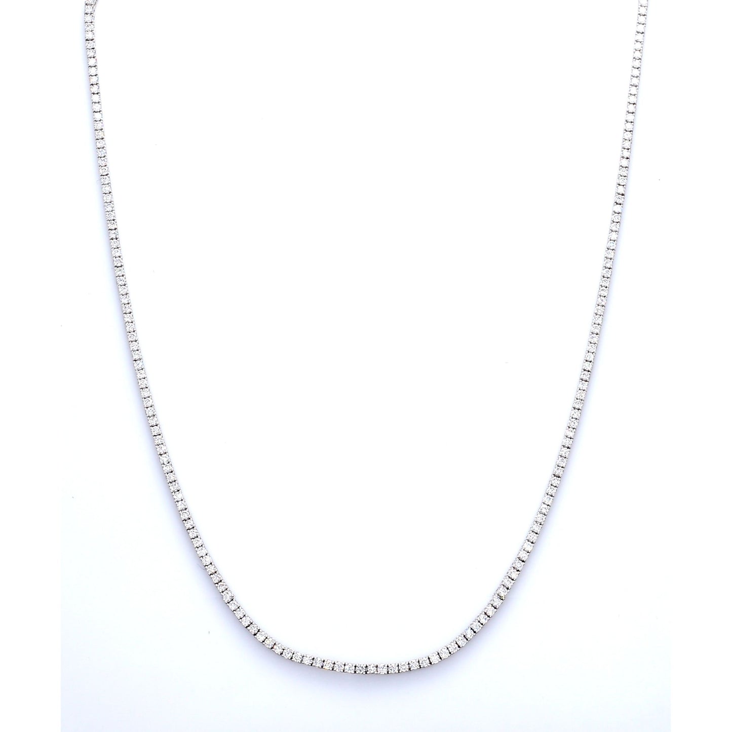 18K White Gold Diamond Riviera Necklace 3.00 Ct tw