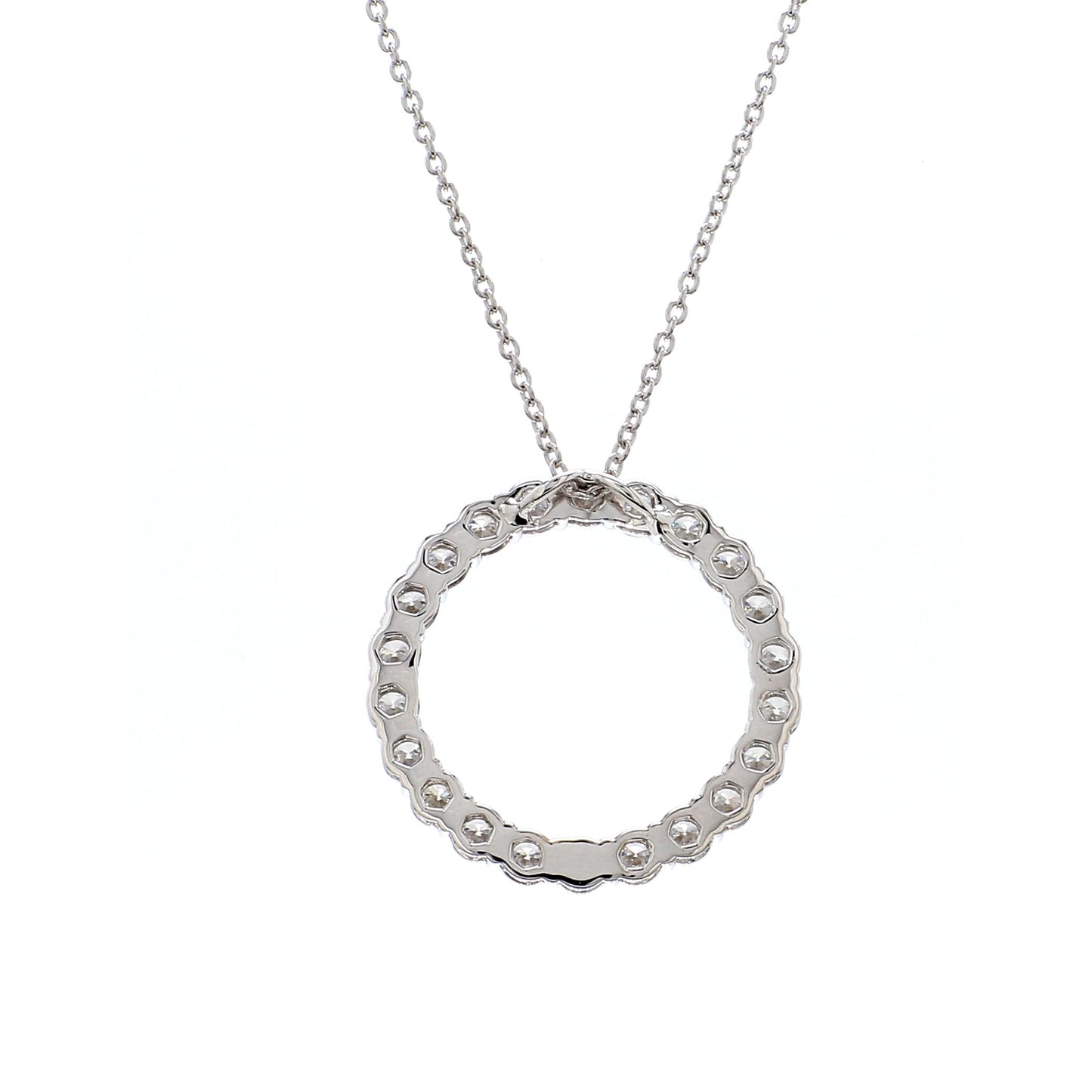 Diamond Round Pendant in 18K White Gold