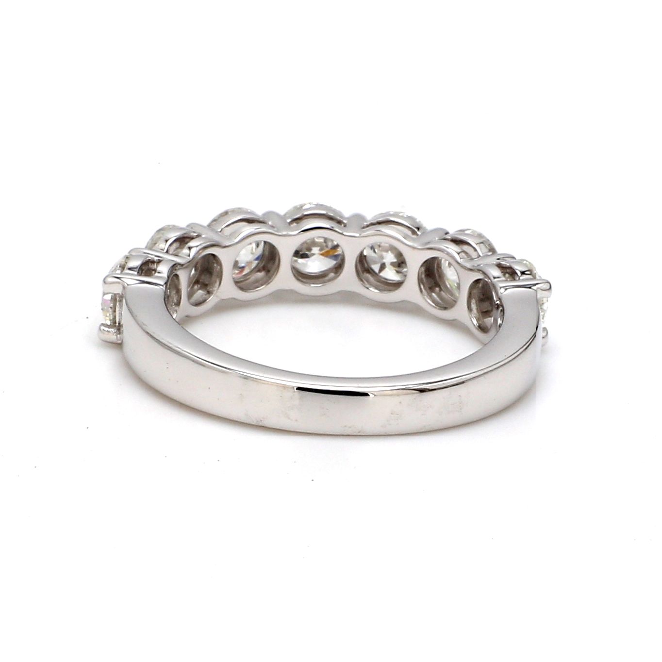 18K White Gold 7 Stone Round Cut Wedding Band - GIA Certified