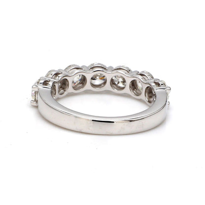 18K White Gold 7 Stone Round Cut Wedding Band - GIA Certified