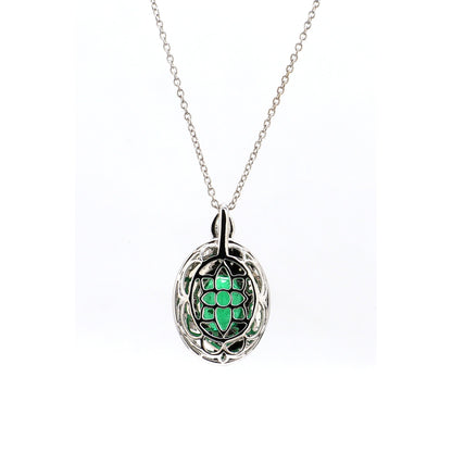 Diamond & Emerald Pendant in 18K White Gold