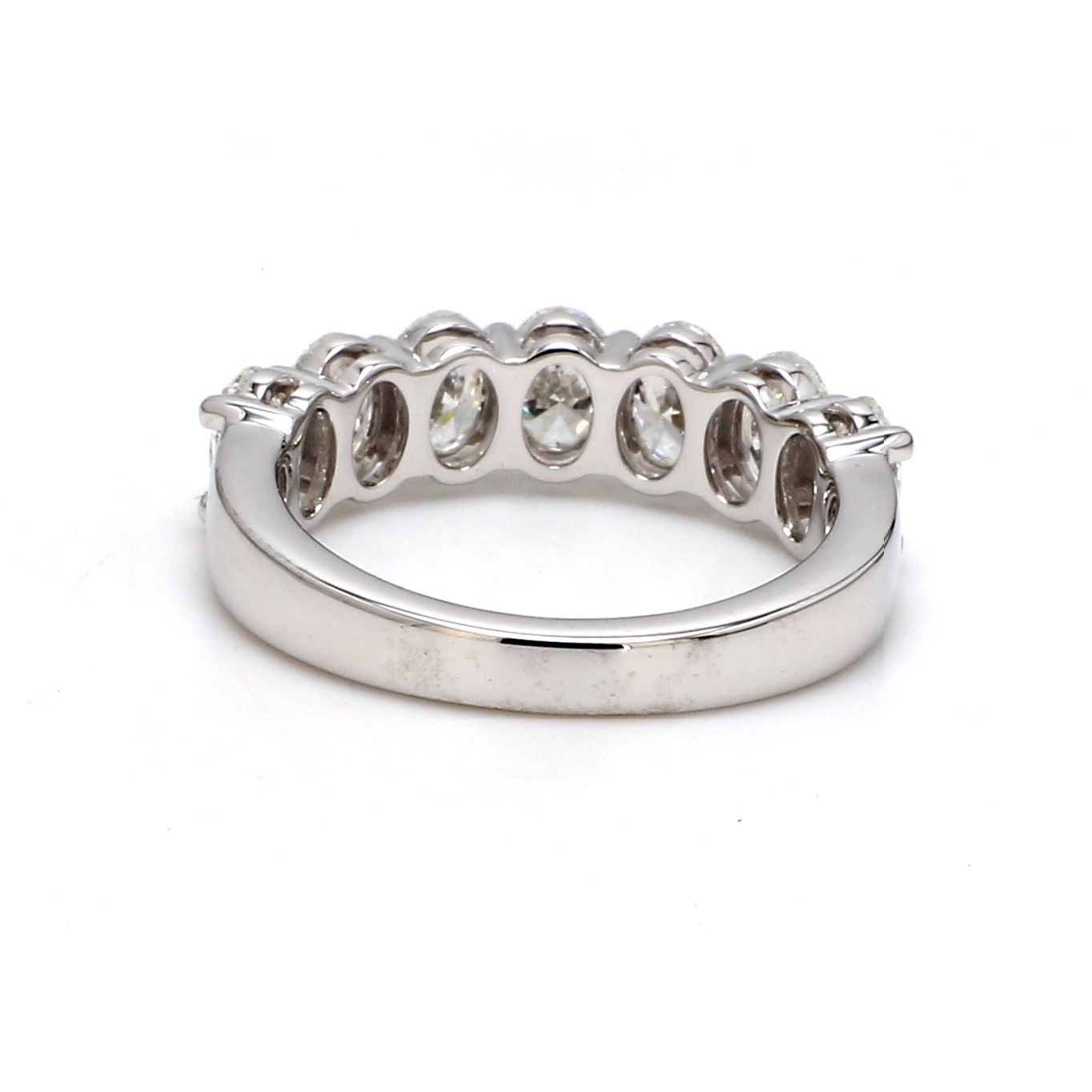 18K White Gold 7 Stone Oval Cut Wedding Band - GIA Certified