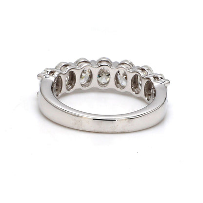18K White Gold 7 Stone Oval Cut Wedding Band - GIA Certified