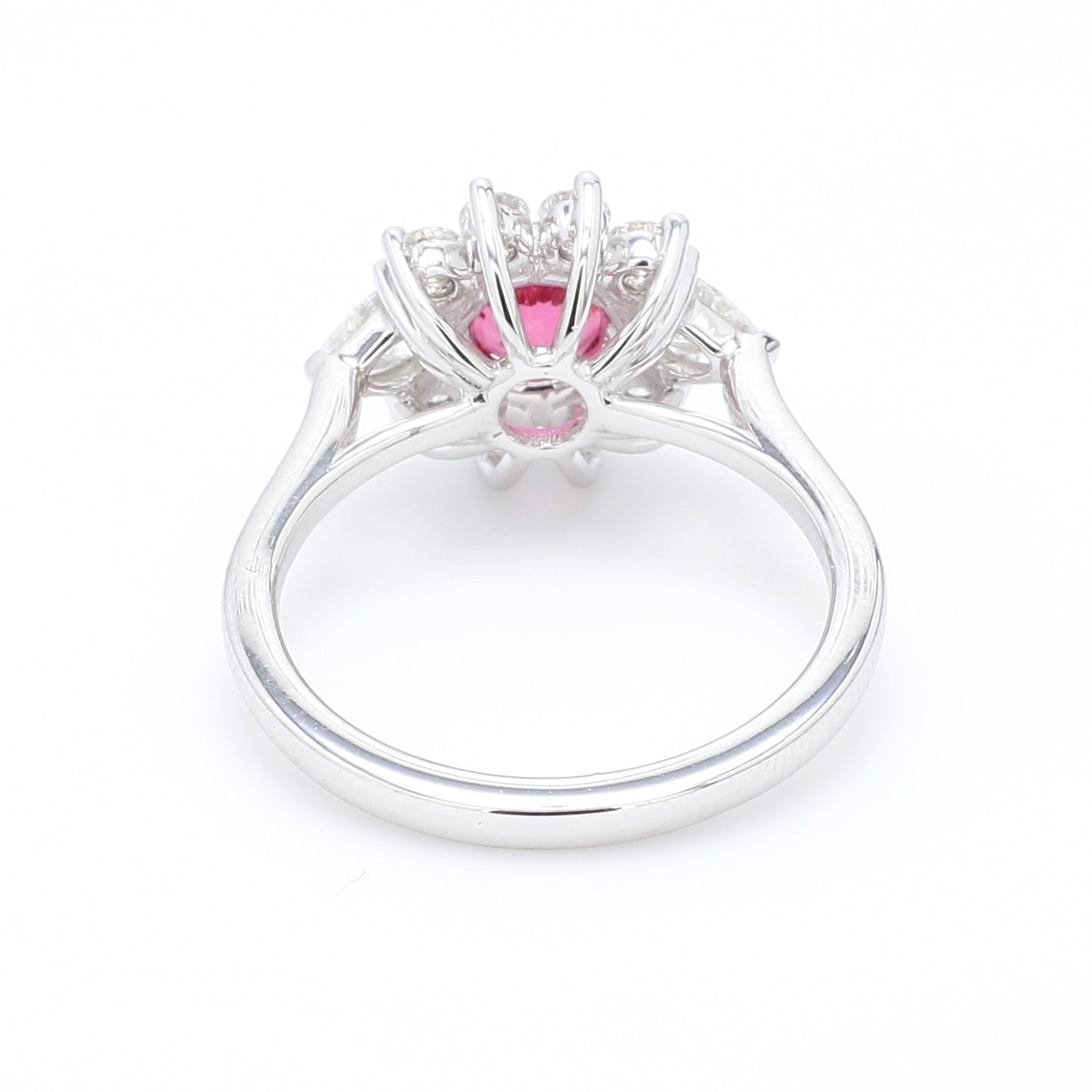 GIA Certified No Heat Pink Spinel Centre Diamond Halo Ring